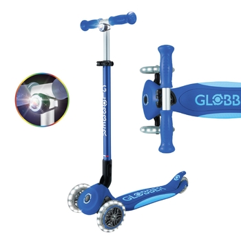 Globber - Primo Foldable Plus Lights Trottinette Pliable 3 Roues - Bleu