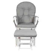 Babylo Milan Glider Chair and Footstool - White and Grey