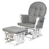 Babylo Milan Glider Chair and Footstool - White and Grey