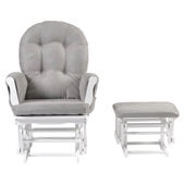 Babylo Milan Glider Chair and Footstool - White and Grey