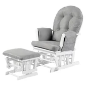 Babylo Milan Glider Chair and Footstool - White and Grey