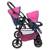Ella Twin Doll Stroller Denim Blue & Pink - Smyths Toys