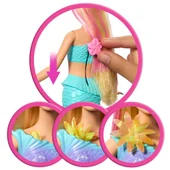 Barbie Sirène Fleur Magique - Poupée Blonde Avec Queue Dégradée, Fleurs Qui éclosent Et Serre-tête Perlé, Jeu Aquatique Dès 3 Ans