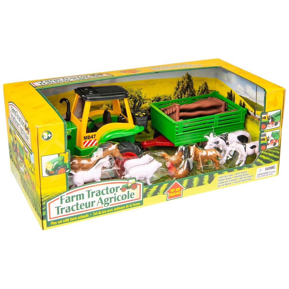 Dank u voor uw hulp Prime Afbreken Farm tractor met aanhangwagen en dieren | Smyths Toys Nederland