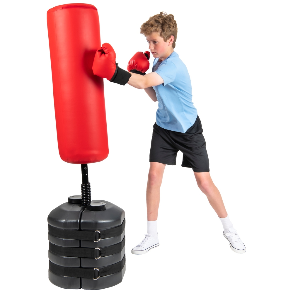Costway sac de frappe enfant sur pied, hauteur adjustable, punching-ball  avec gants et pompe, jouet décompressé pour enfants 8 ans+, rouge 85-130 cm  - Conforama