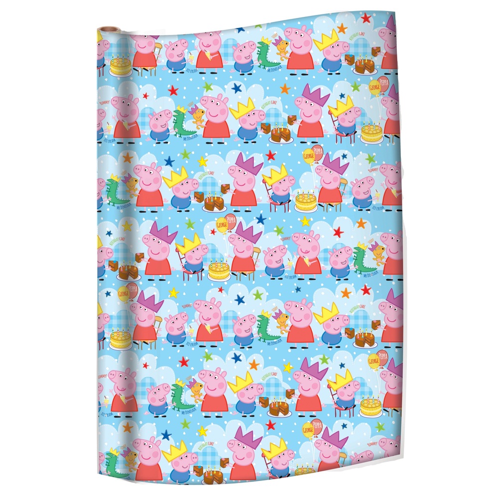 Peppa Pig Wrapping Paper Giftwrap George Mr Dinosaur 60 Square Foot JUMBO Roll 