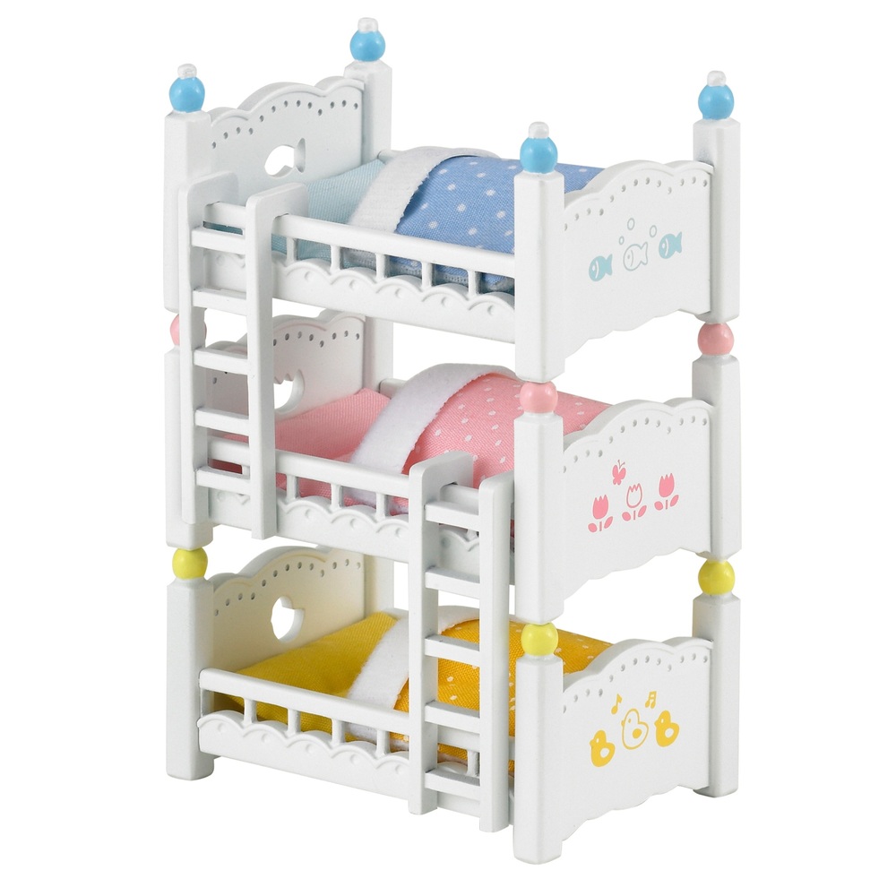 Sylvanian Families Triple Bunk Bed Set, Bunk Beds For Triplets