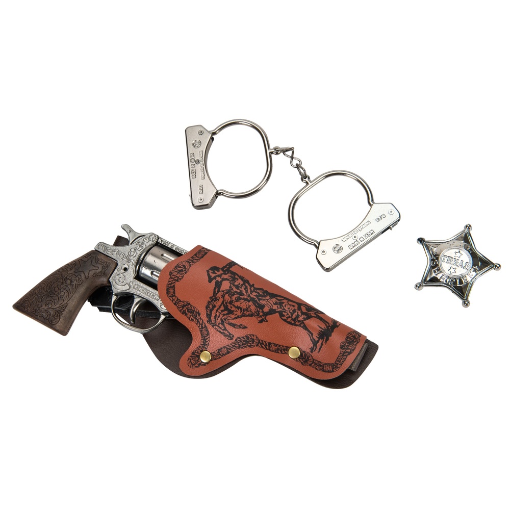 1 TOY Cowboy Gun Pistol  Plastic WILD WEST Play set BADGE BELT AND HOLSTER 