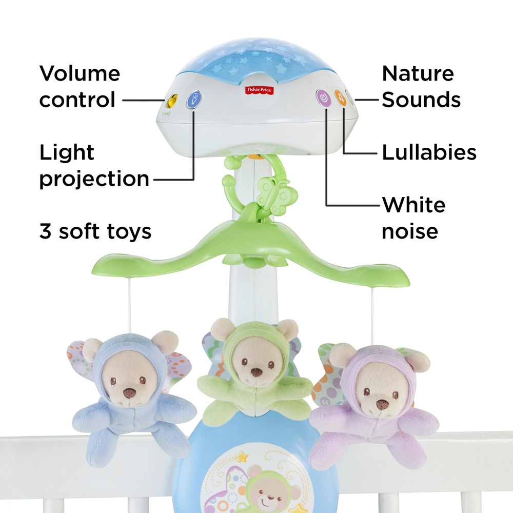 Nachtlicht mit Fisher-Price 3-in-1 Traumbärchen Baby Mobile Fisher-Price Mattel Spieluhr 