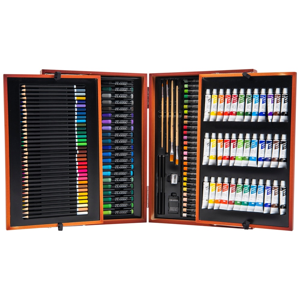  146 Piece Deluxe Art Set with Easel, Wooden Art Box