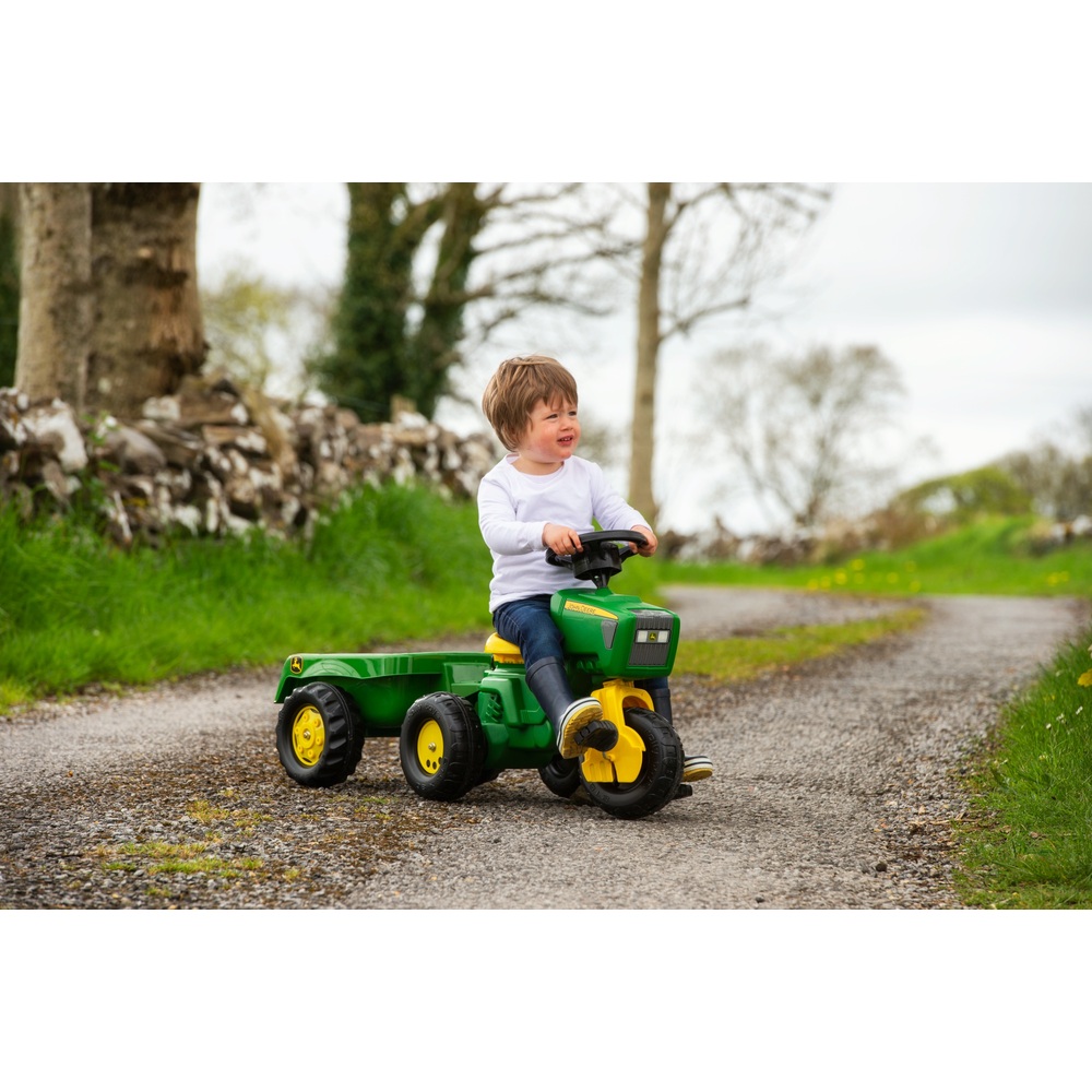 rolly john deere tractor and trailer with steering wheel sounds