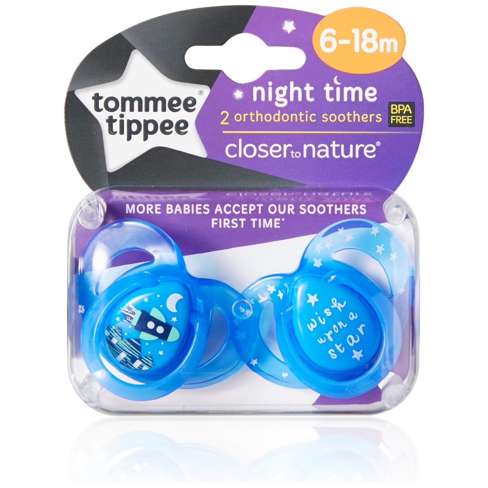 Tommee Tippee Night Time Sucettes, Design orthodontique symétrique, Sachet  en silicone