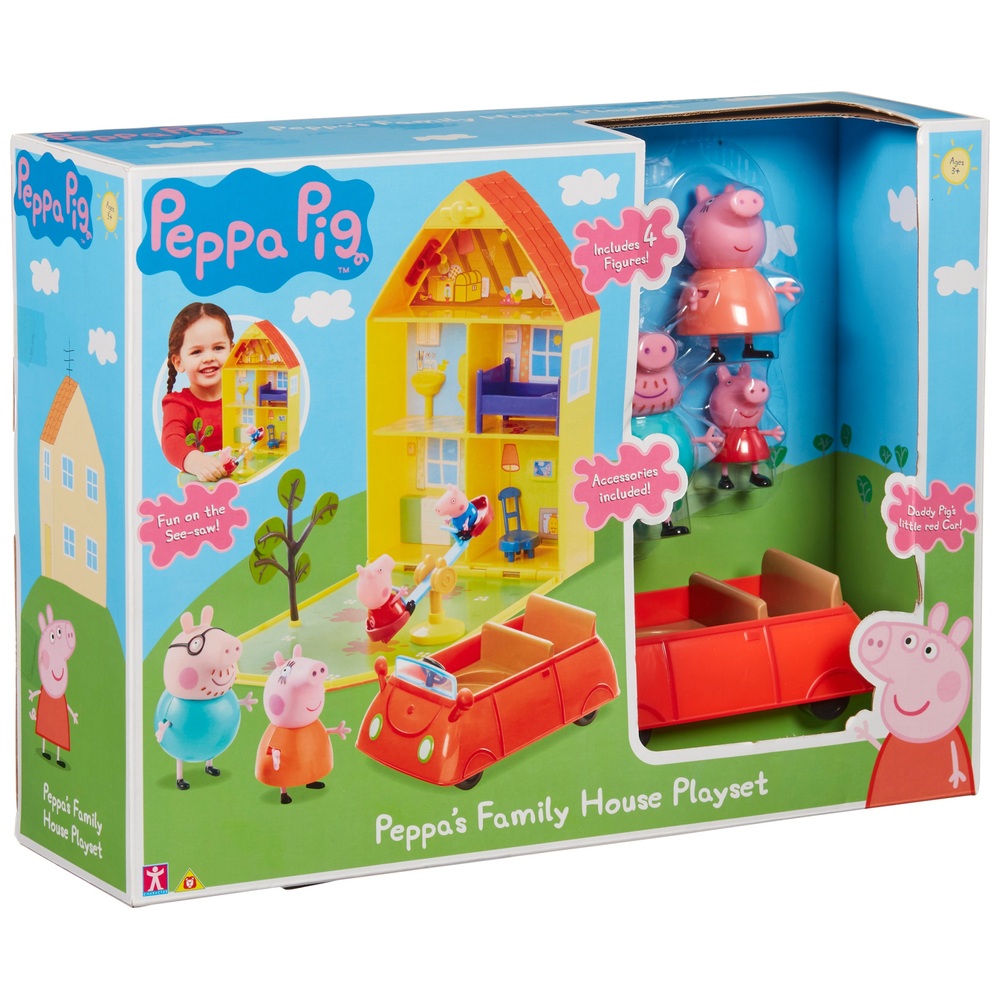 Peppa Pig Família 4 personagens Peppa George Papai Em Estoque Casa De Vinho  Jogo De Casinha Peppa Piglet Play House Brinquedos Conjunto Completo De