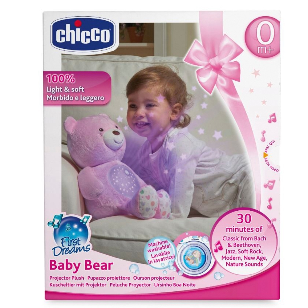 Chicco First Dreams Nachtlicht Baby Bär Spieluhr mit Sternenlicht Projektor  rosa | Smyths Toys Österreich