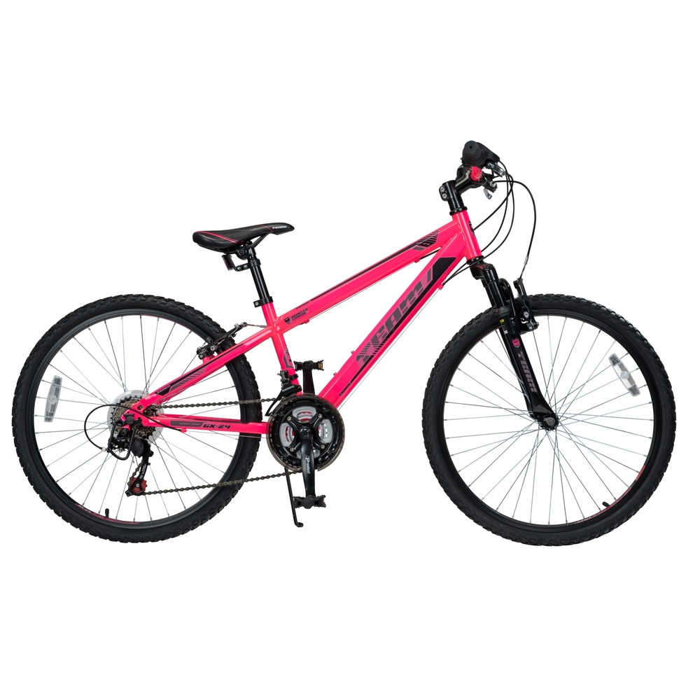 24 Inch Team GX-24 Bike Pink Kids Outdoor Ride On Bicycle 18 Speed Gears Vbrakes 