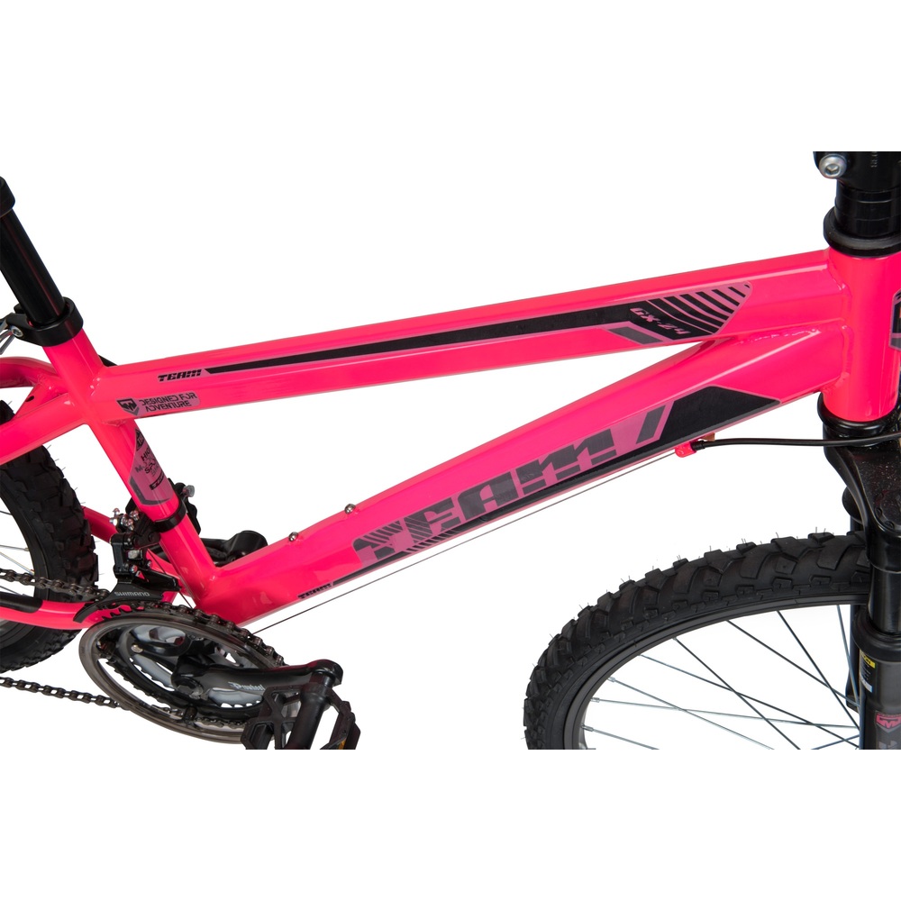 24 Inch Team GX-24 Bike Pink Kids Outdoor Ride On Bicycle 18 Speed Gears Vbrakes 