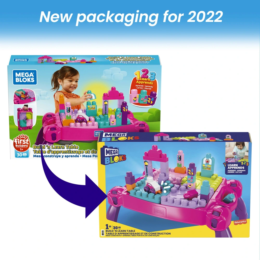 MEGA Bloks Building Blocks Build 'N Learn Table Pink and Purple