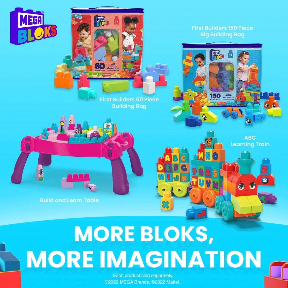 MEGA Bloks Building Blocks Build 'N Learn Table Pink and Purple