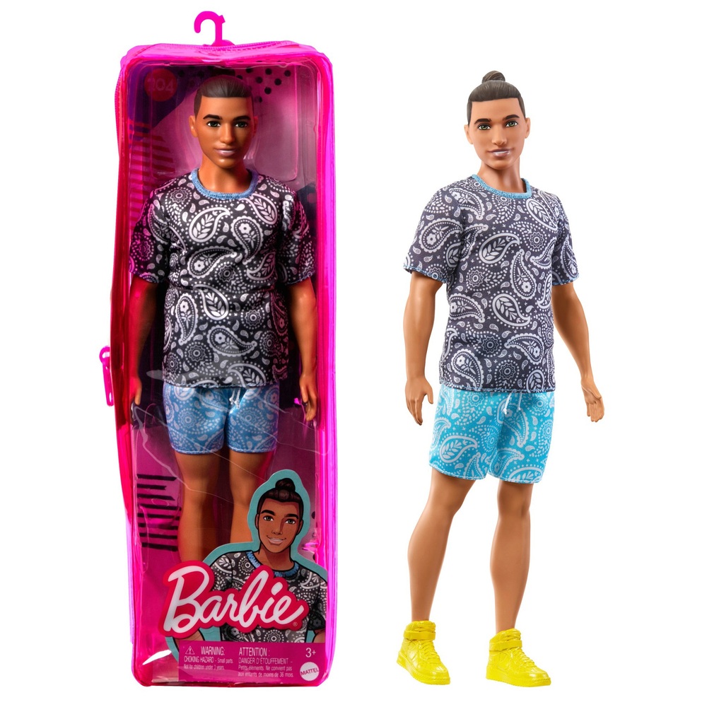 Barbie Ken Fashionistas Doll 204 in Paisley Print Tee | Smyths Toys UK
