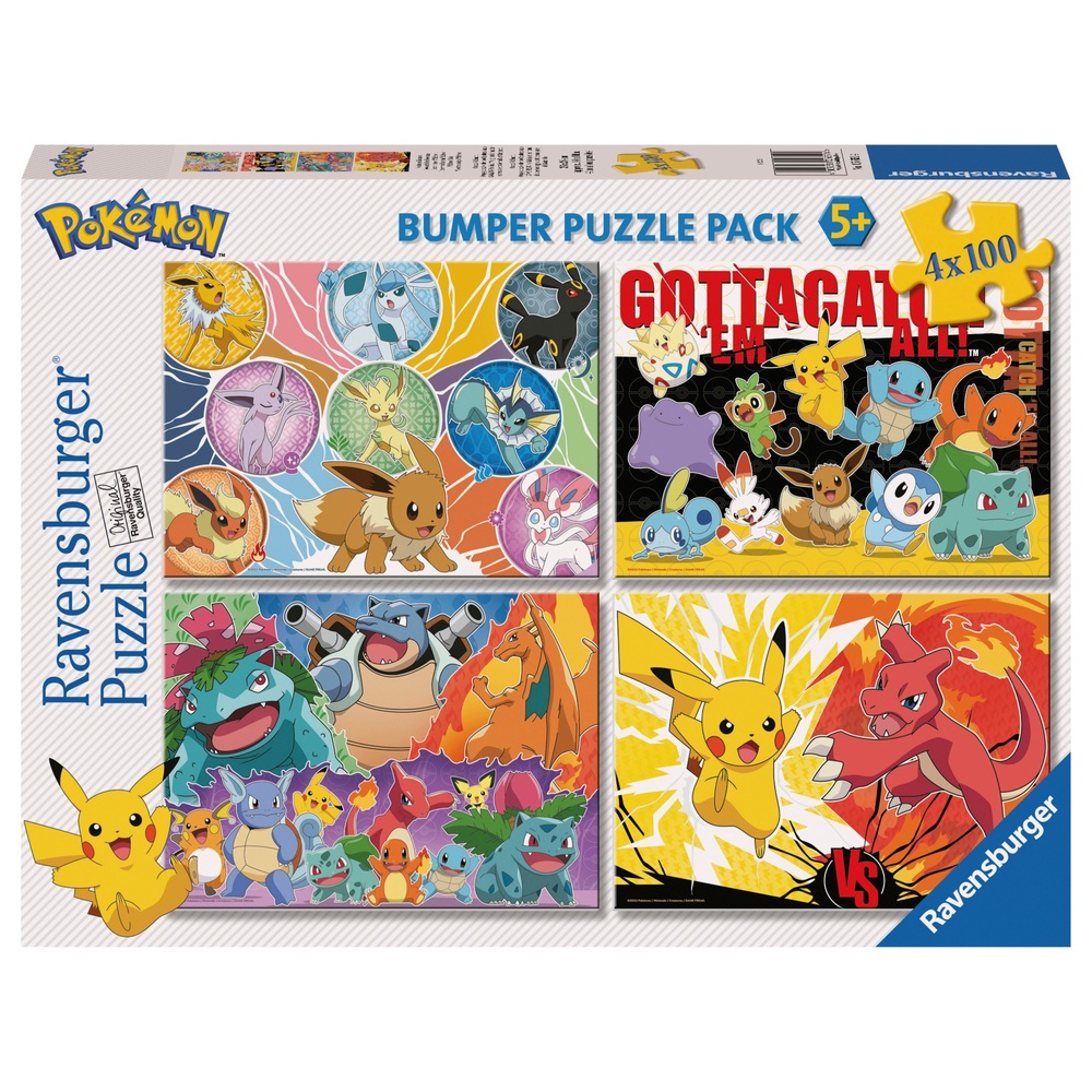 Ravensburger Pokémon 4 x 100 Piece Bumper Jigsaw Puzzle Pack Assortment
