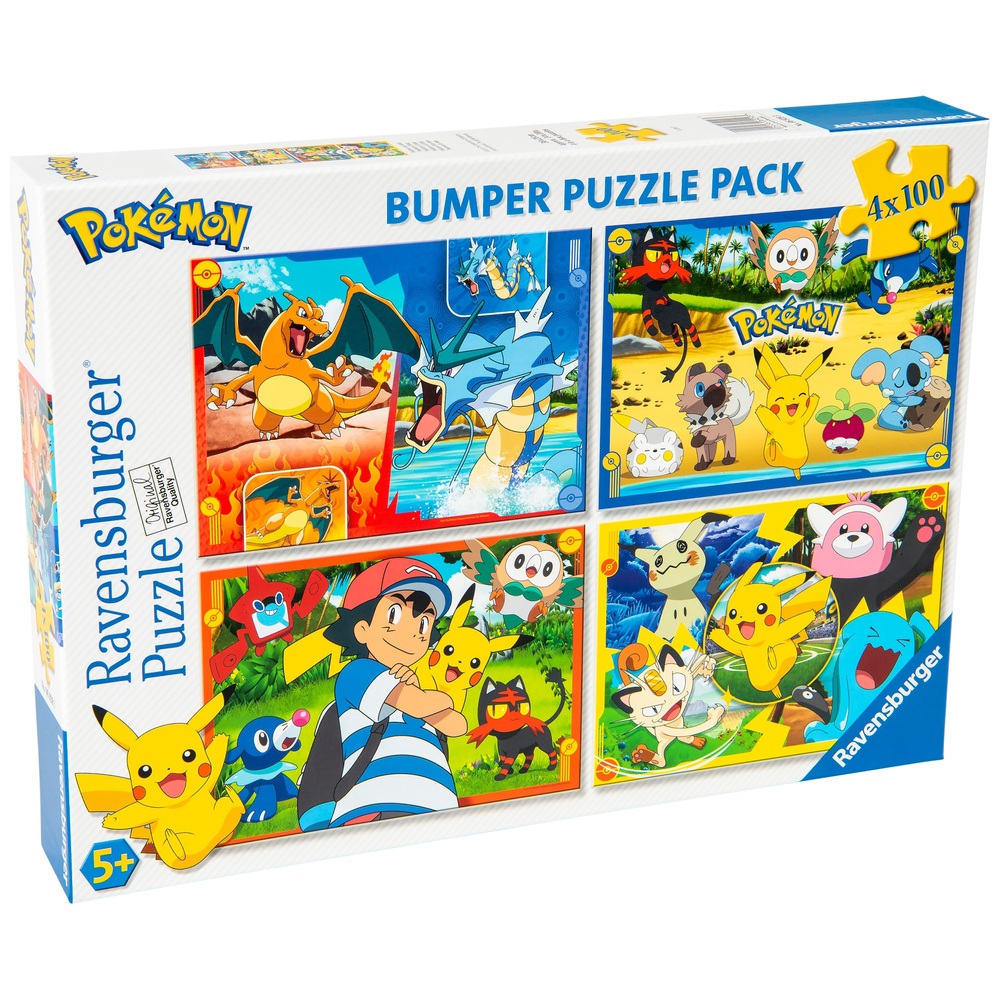 Ontspannend lotus verklaren Ravensburger Pokémon 4 x 100 Piece Bumper Jigsaw Puzzle Pack Assortment |  Smyths Toys UK