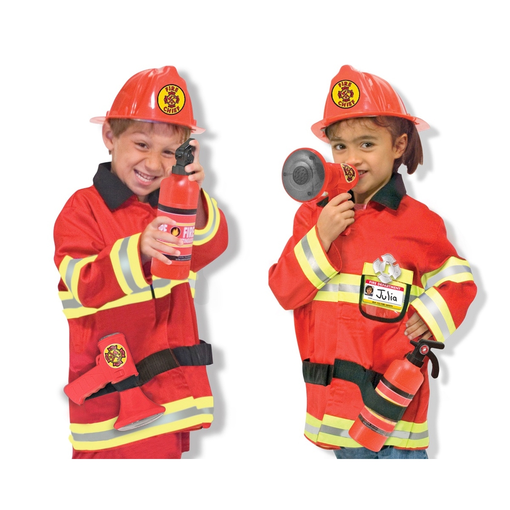 Feuerwehrmann Kostüm Melissa & Doug Kinderkostüm Verkleidung Gr L  rot 