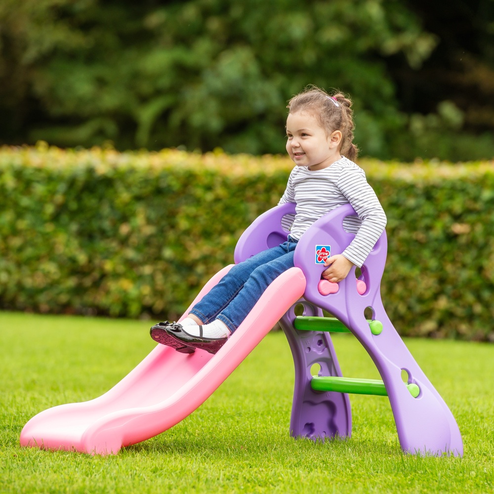 Indoor/Outdoor Big Folding Pink Slide for Toddlers with Sure-grip Handles 