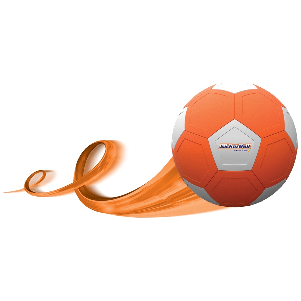 Kickerball Swerving Football Size 4 Toy in Orange & White Swerveball Swerve  Bend