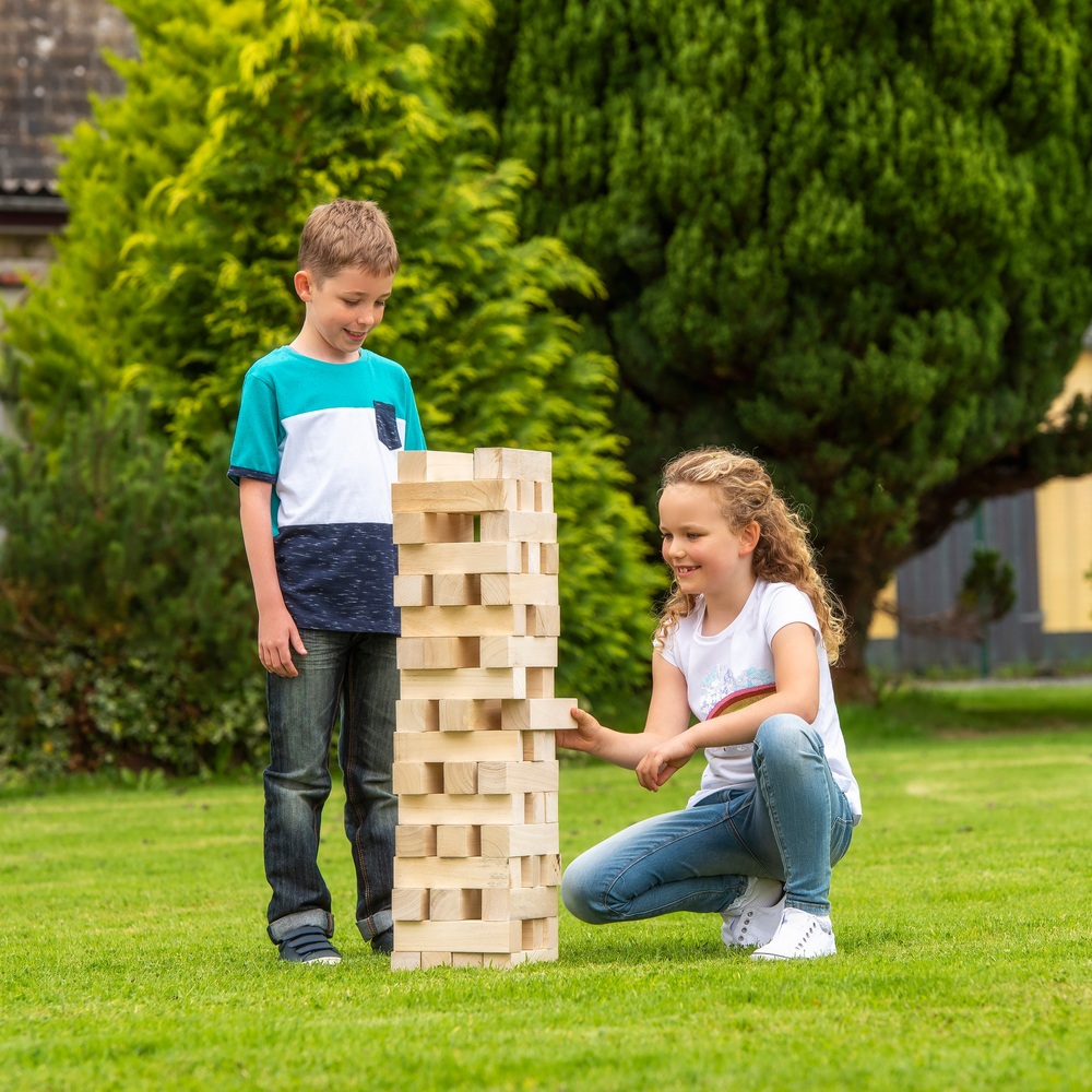 Giant Jenga Stacking Tumble Tower Outdoor Garden Game Wooden Blocks W/ Carry Bag 
