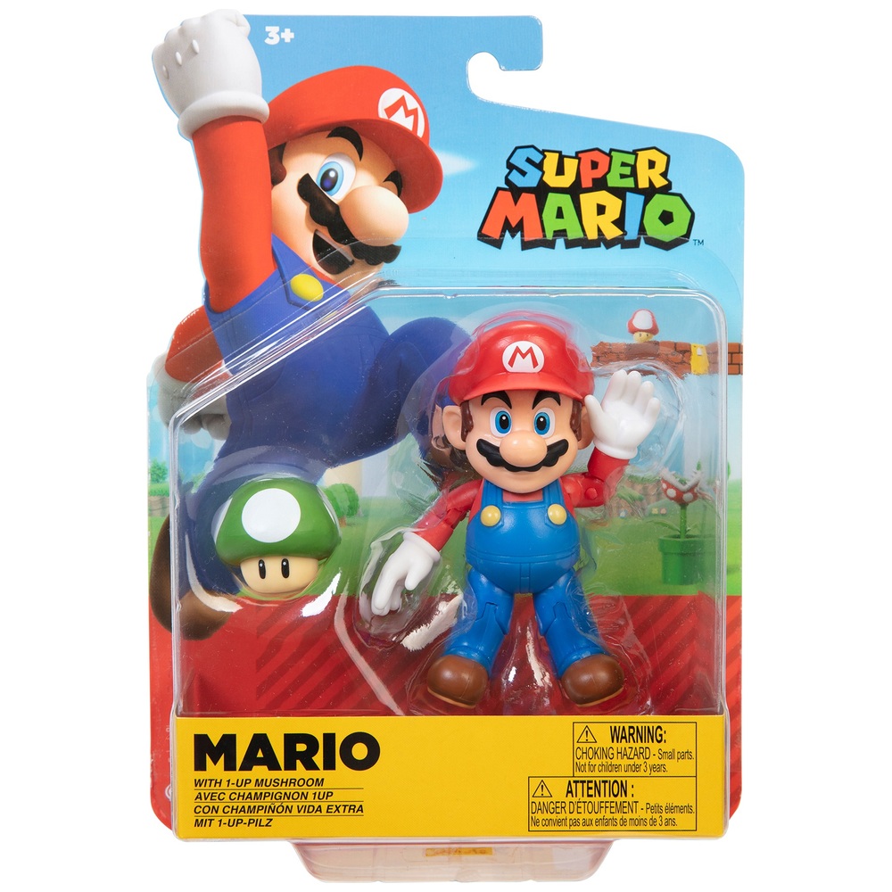 Nintendo Super Mario 10cm Mario with 1-Up Mushroom | Smyths Toys UK