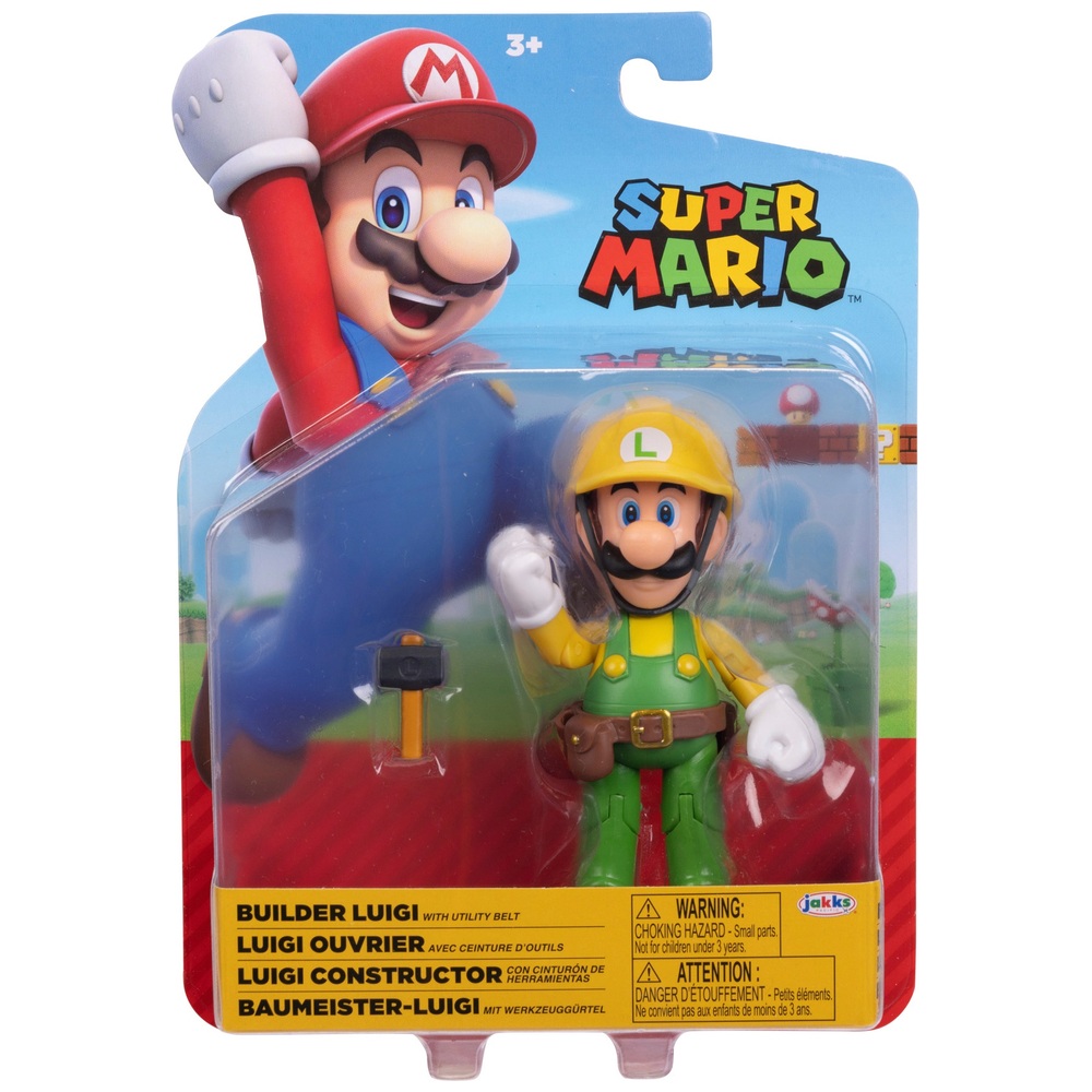 Nintendo Super Mario 10cm Builder Luigi with Hammer | Smyths Toys UK