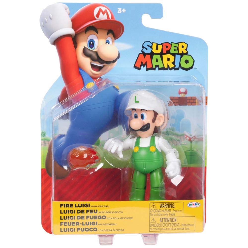 Nintendo Super Mario 10cm Fire Luigi Action Figure with Fireball ...