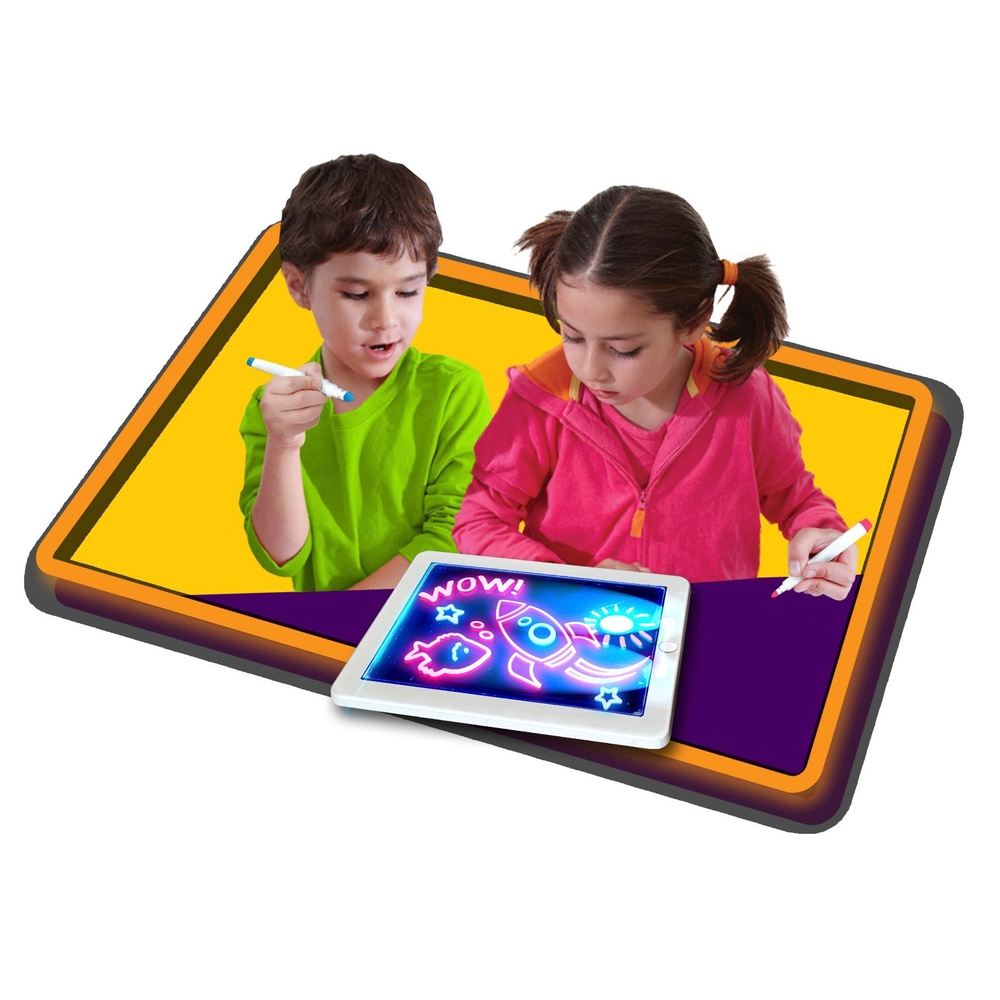 Fluorescent Luminous Writing Board Draw With Light Fun And Developing Toy for Children Kids Paintin Light Up Drawing Pad With Alphanumeric Writing Board And Highlighter Gelineer Light Drawing Board 