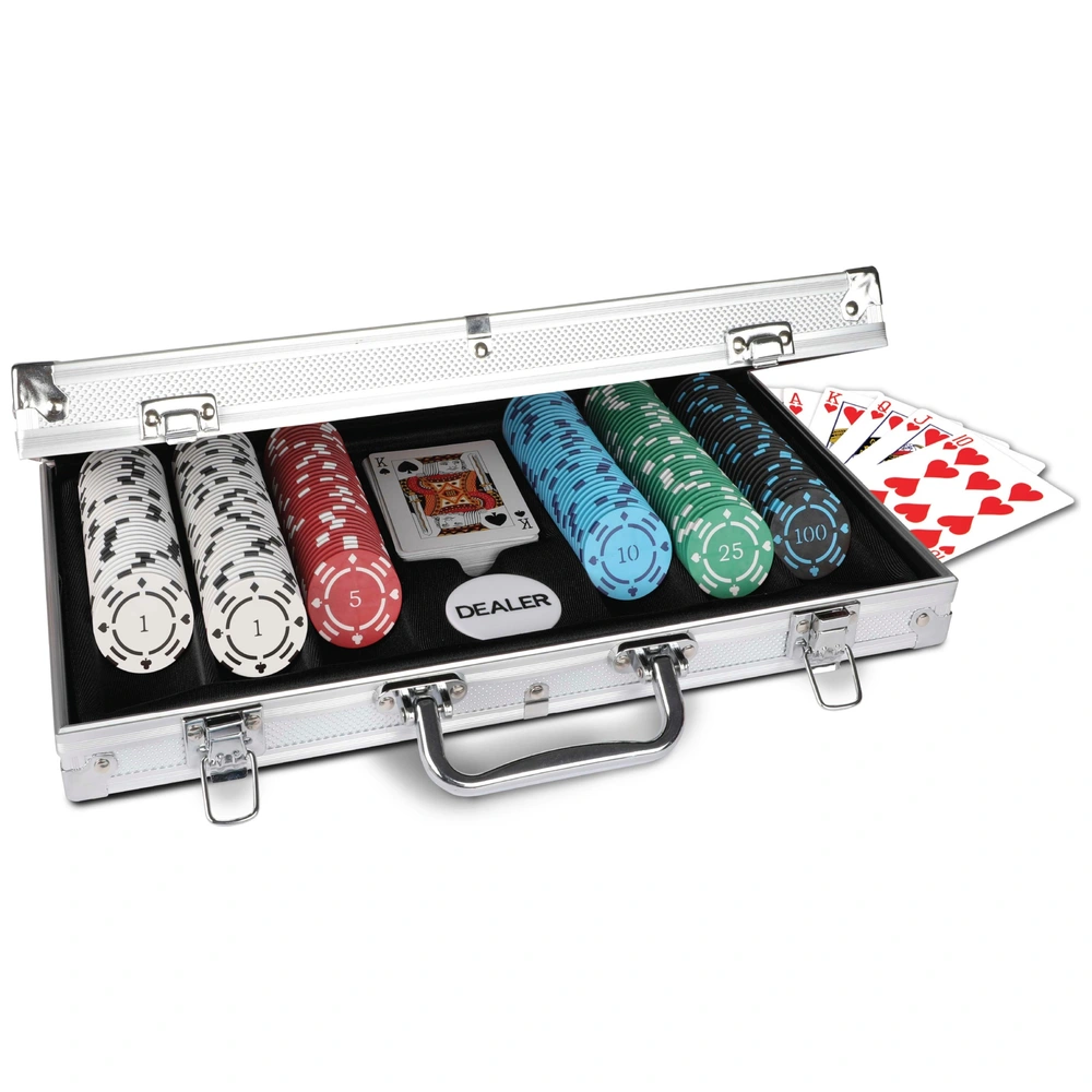 GOPLUS Mallette Poker 300 Jetons, 2 Jeux De Cartes, 5 Dés, 3 Jetons
