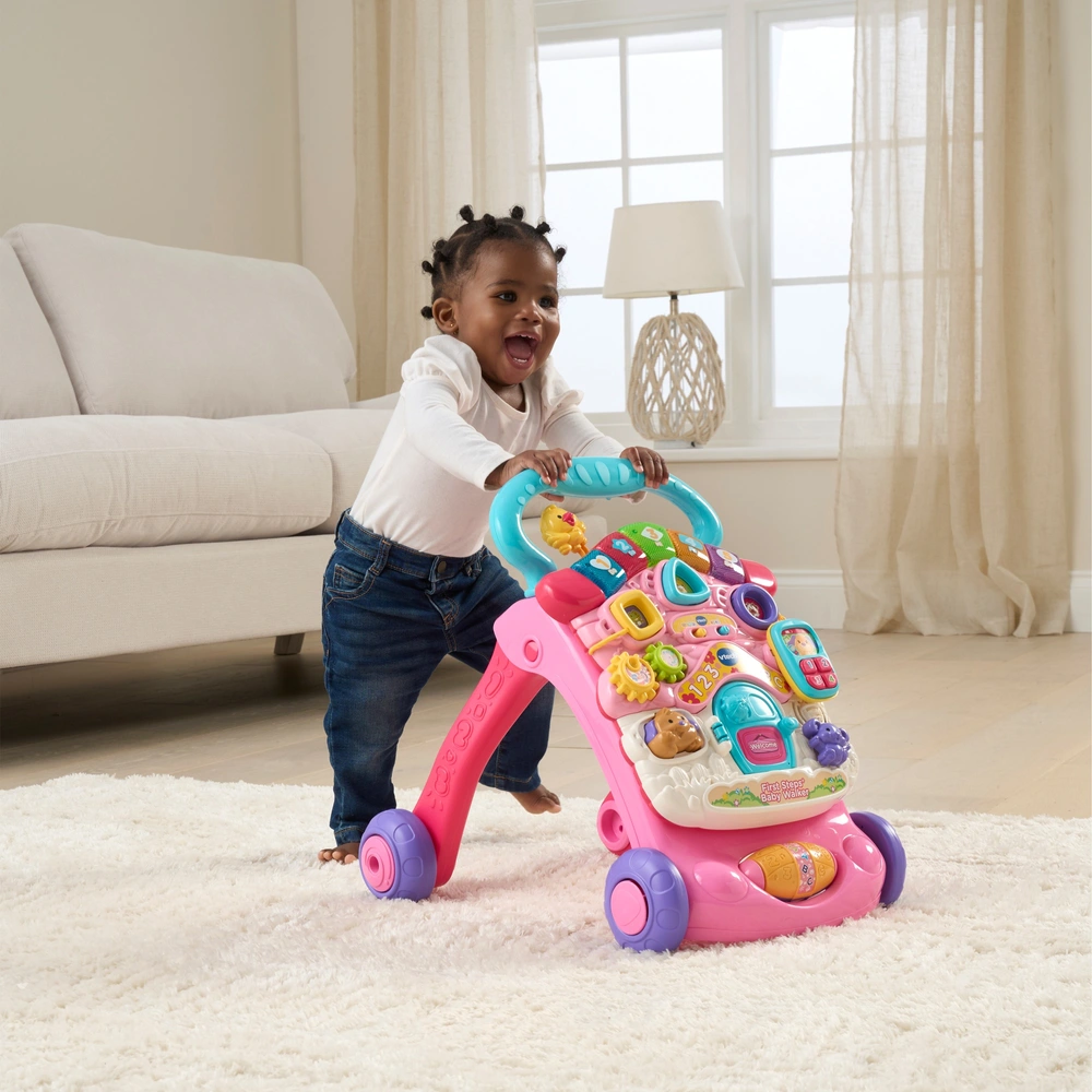 VTech Baby First Steps Baby Walker Pink Smyths Toys Ireland