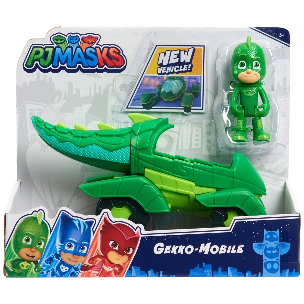 Auto Giocattolo PJ Masks Gecko Con Figura Integrata – Macchina Con Ruote Girevoli, Eroi In Pigiama, Regalo Prescolare 3+ Anni