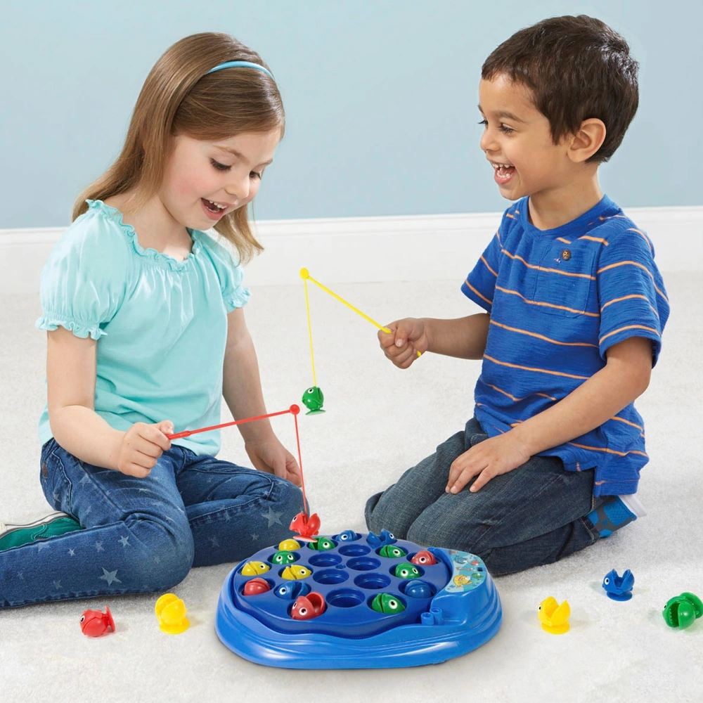 TNOMSNO Jeu De Pêche à La Ligne - 45 Poissons Et 4 Cannes - Plateau Musical Rotatif - Cadeau Enfant 2-4 Ans