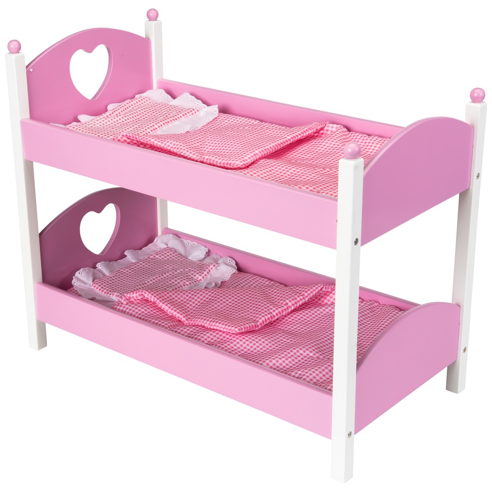 Dolls Wooden Bunk Bed Smyths Toys Uk, Pink Bunk Beds With Mattresses