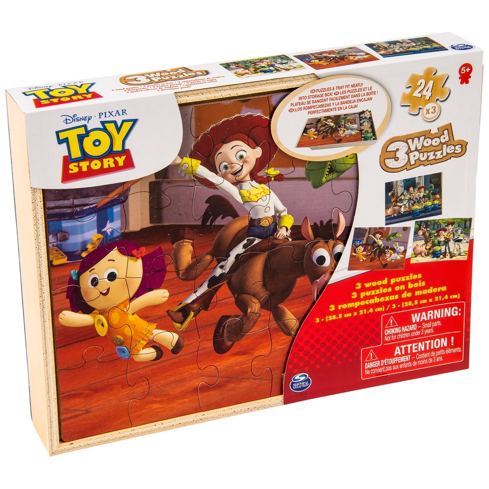 Disney Pixar Toy Story 4 7 Wood Jigsaw Puzzles in Wooden Storage Box 