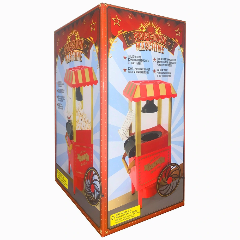 Machine à Pop-Corn Air Chaud Rétro 1200 W – Sans Huile, Prête En 3 Min, Idéale Soirées Films, Noël & Matchs Entre Amis