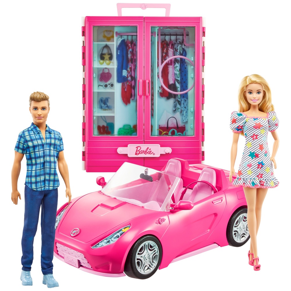 Barbie Dress Up Go Closet and Convertible Car with 2 Dolls | Smyths UK