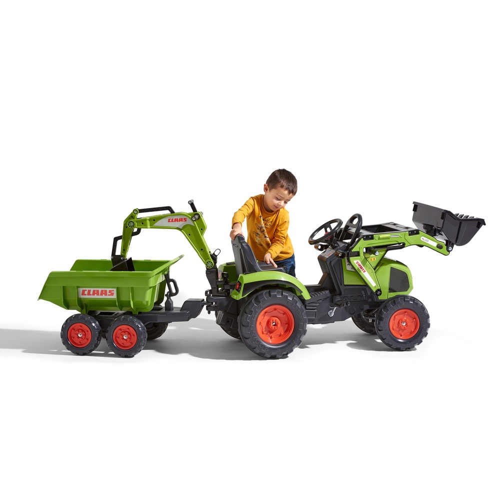 Claas Axos 330 Tractor with Swivel Seat, Front Loader, Rear Digger and Trailer | | Smyths Toys UK