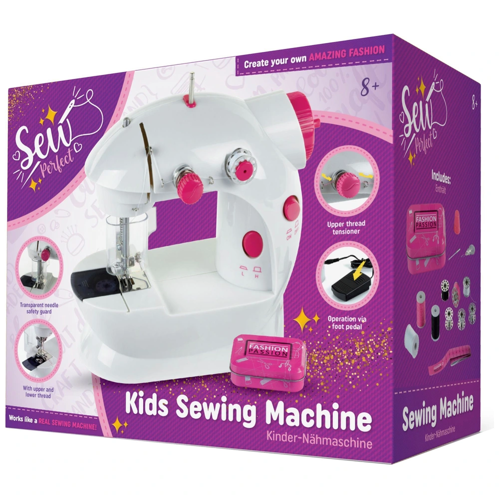 Qoosea Draagbare elektronische naaimachine, 12 naaisteken, mini-naaimachine voor kinderen en beginners, automatische naaimachine voor stoffen met ledlicht, voetpedaal en gereedschapsset, rood