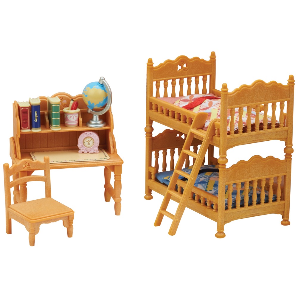 2 Sylvanian Families Sets Double Bunk Bed Set and Dining Table Set 