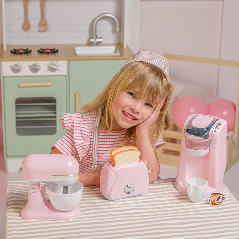 Kids Toys Kitchen Play Set With Coffee Maker, Toaster, Blender