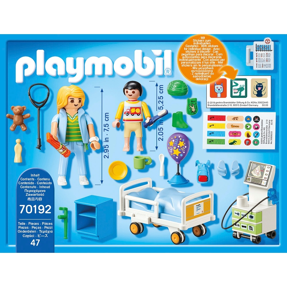 Playmobil 70192 Kinder-Krankenzimmer Spielzeug Krankenhaus Kranken-Bett Zubehör 
