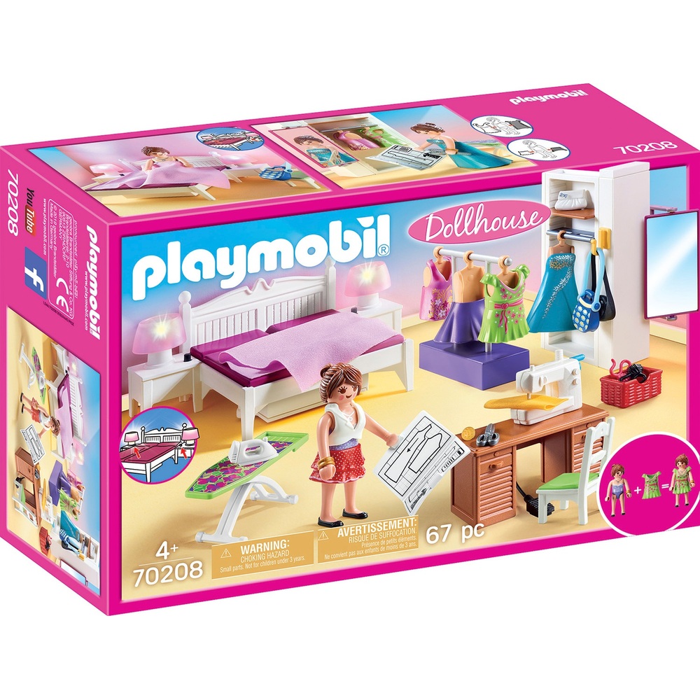 korting Vanaf daar Wasserette PLAYMOBIL Dollhouse 70208 Slaapkamer met naaihoekje | Smyths Toys Nederland