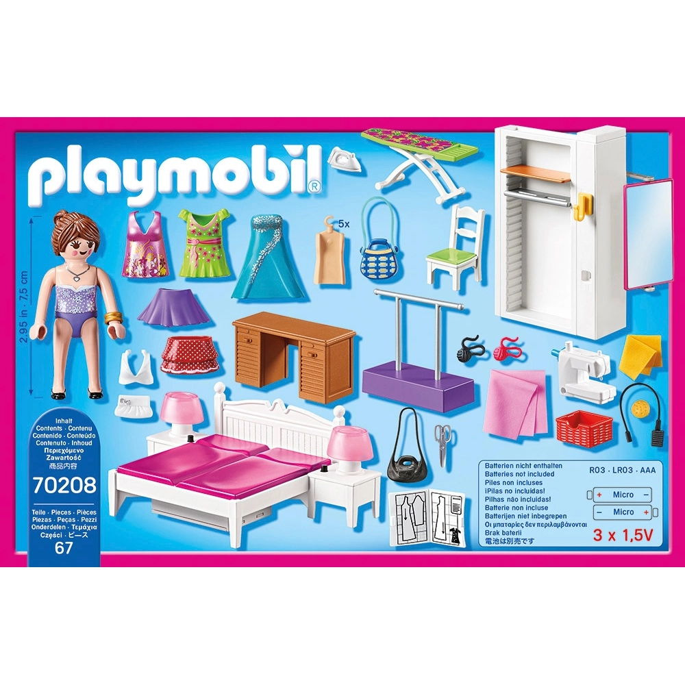 playmobil dollhouse 70208 schlafzimmer mit nähecke | smyths toys