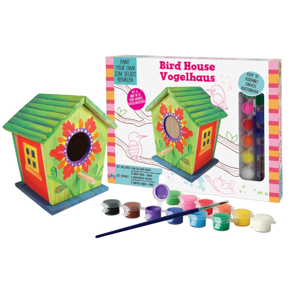 Artisanat compatible avec les enfants âgés de 4 à 8 ans - Pack Kit de  maison d'oiseau de bricolage - Construire et peindre birdhouse (comprend  des peintures et des pinceaux) Compatible avec