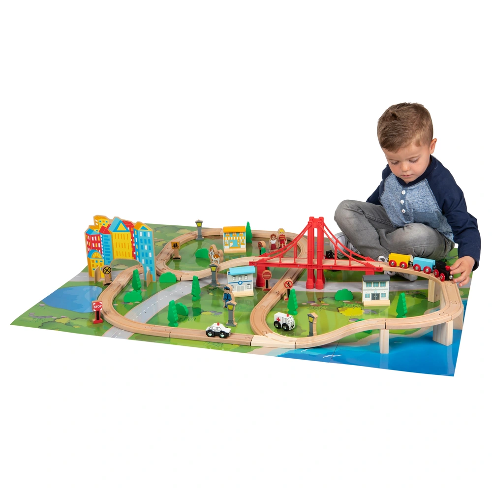 petit train de marchandises jouet en bois
